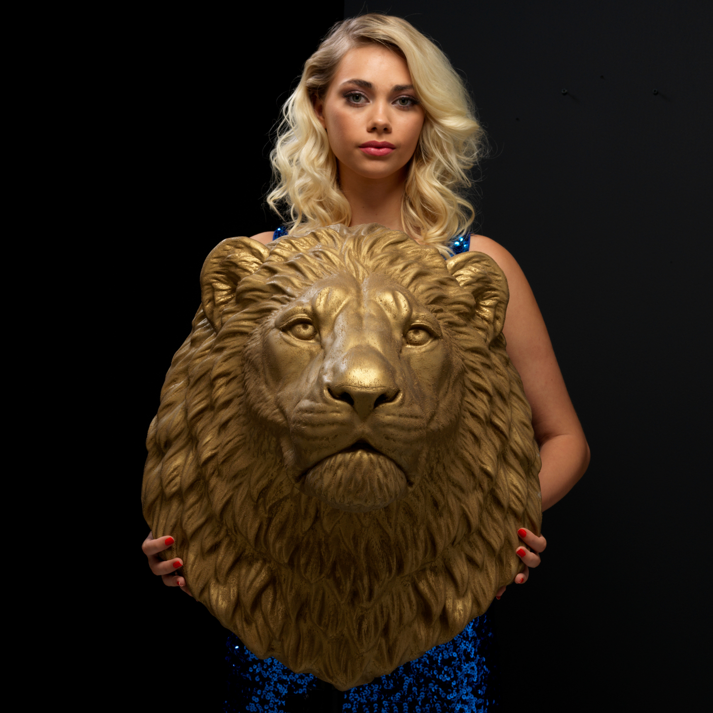 Large Lion Wall Art - Wall Mounted - Golden Lion Head