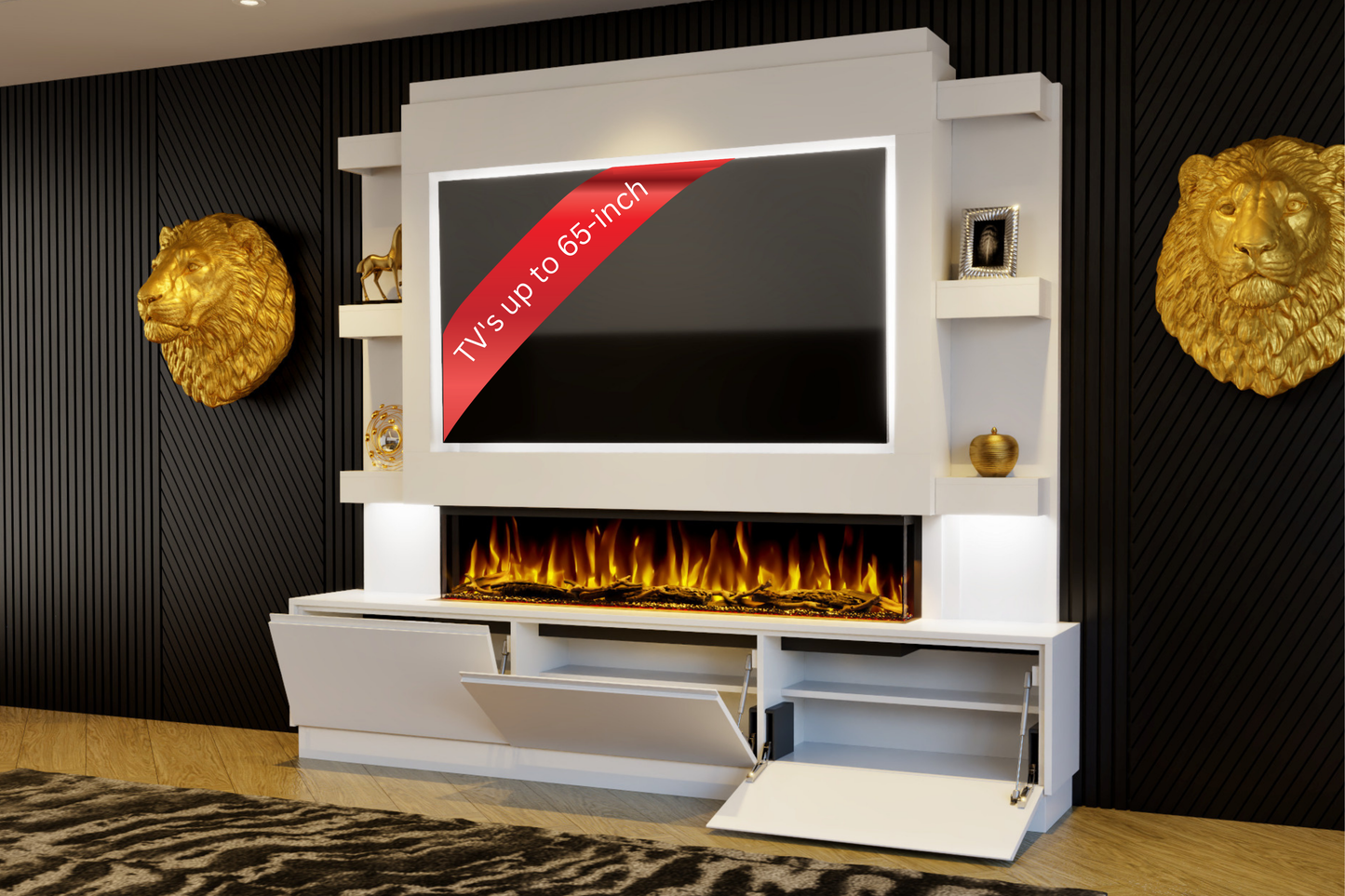 Evolution Fires - Pre-Built Media Wall Package 22 including Electric Fire