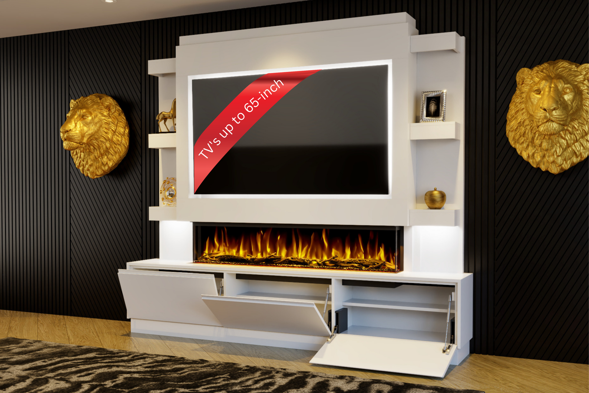 Evolution Fires - Pre-Built Media Wall Package 22 including Electric Fire