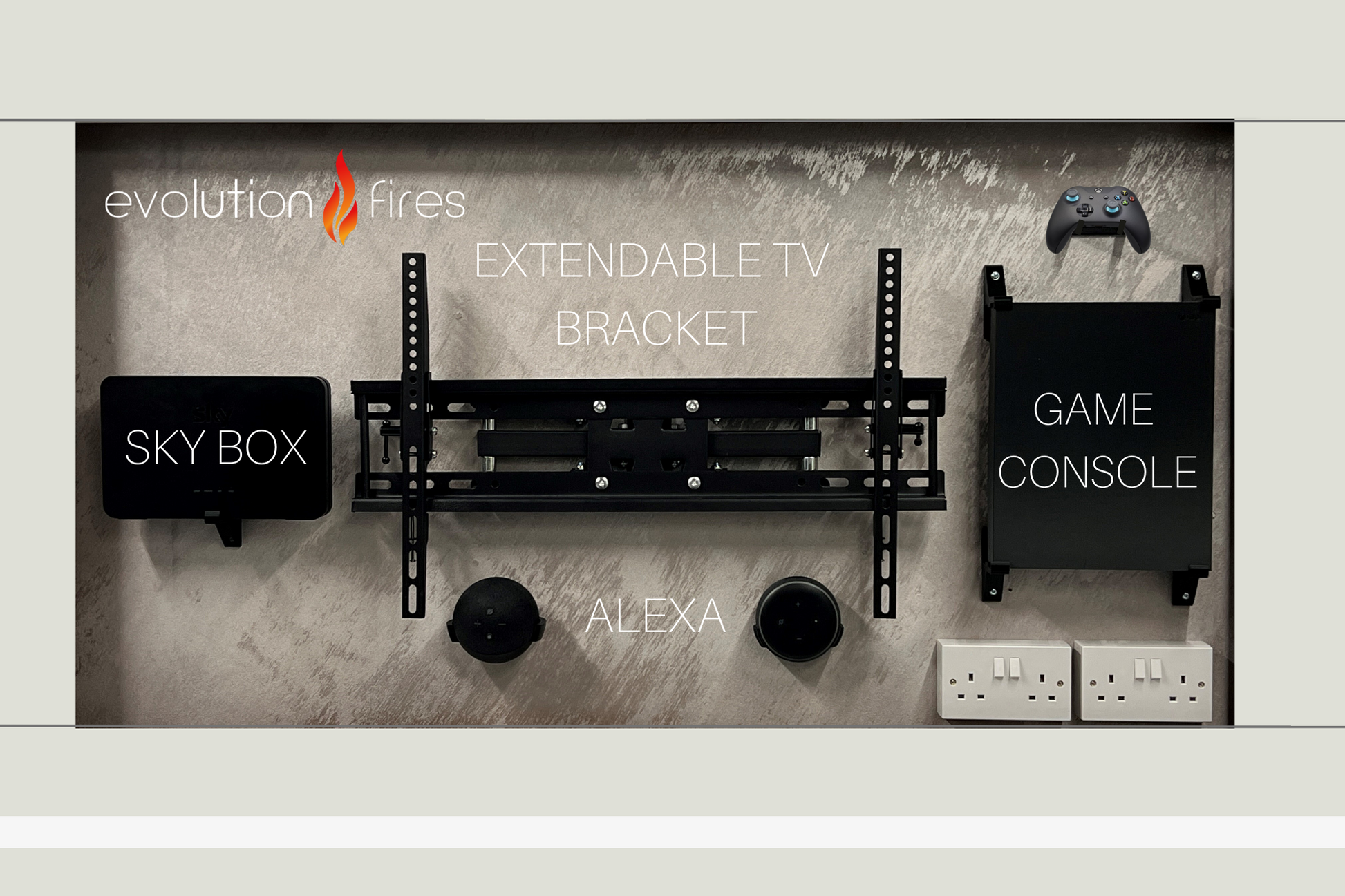 Evolution Fires Package 10 – Pre-Built Media Wall with Electric Fireplace