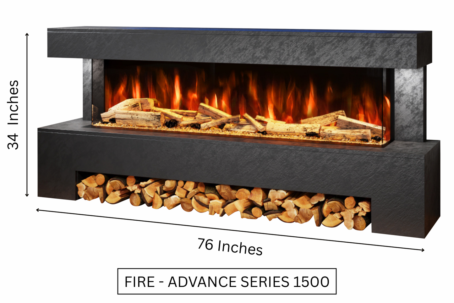 Evolution Fires Angelo Electric Fireplace Suite (Black Stone effect)