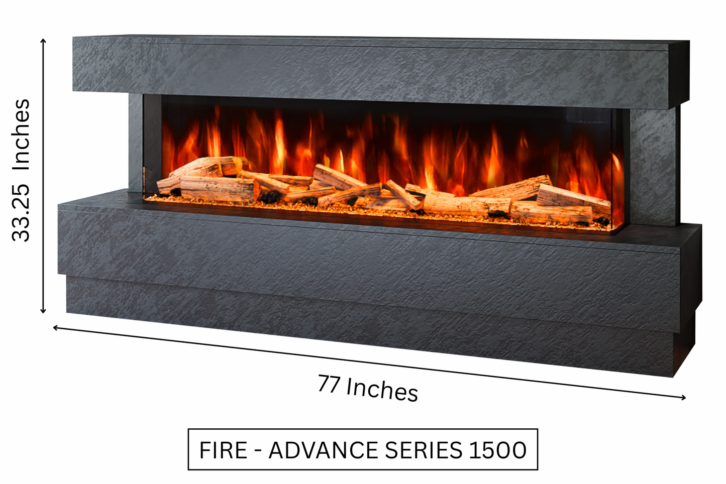 Evolution Fires - Raphael Electric Fireplace Suite (Black Stone Effect)