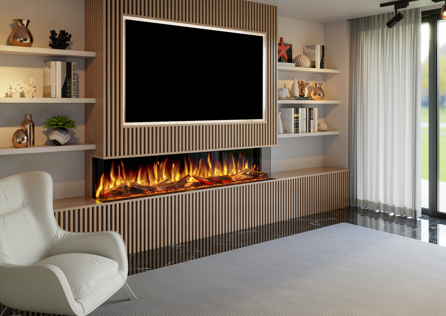 Evolution Fires Advance Series 1800 Media Wall Electric Fireplace
