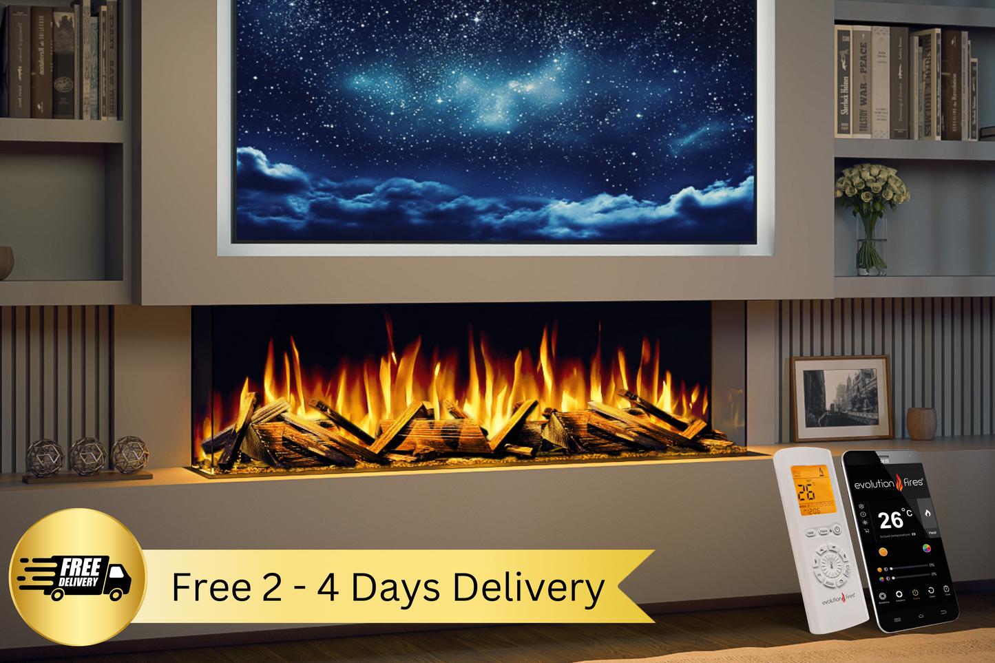 Evolution Fires Advance Series 1300 Panoramic Electric Fireplace