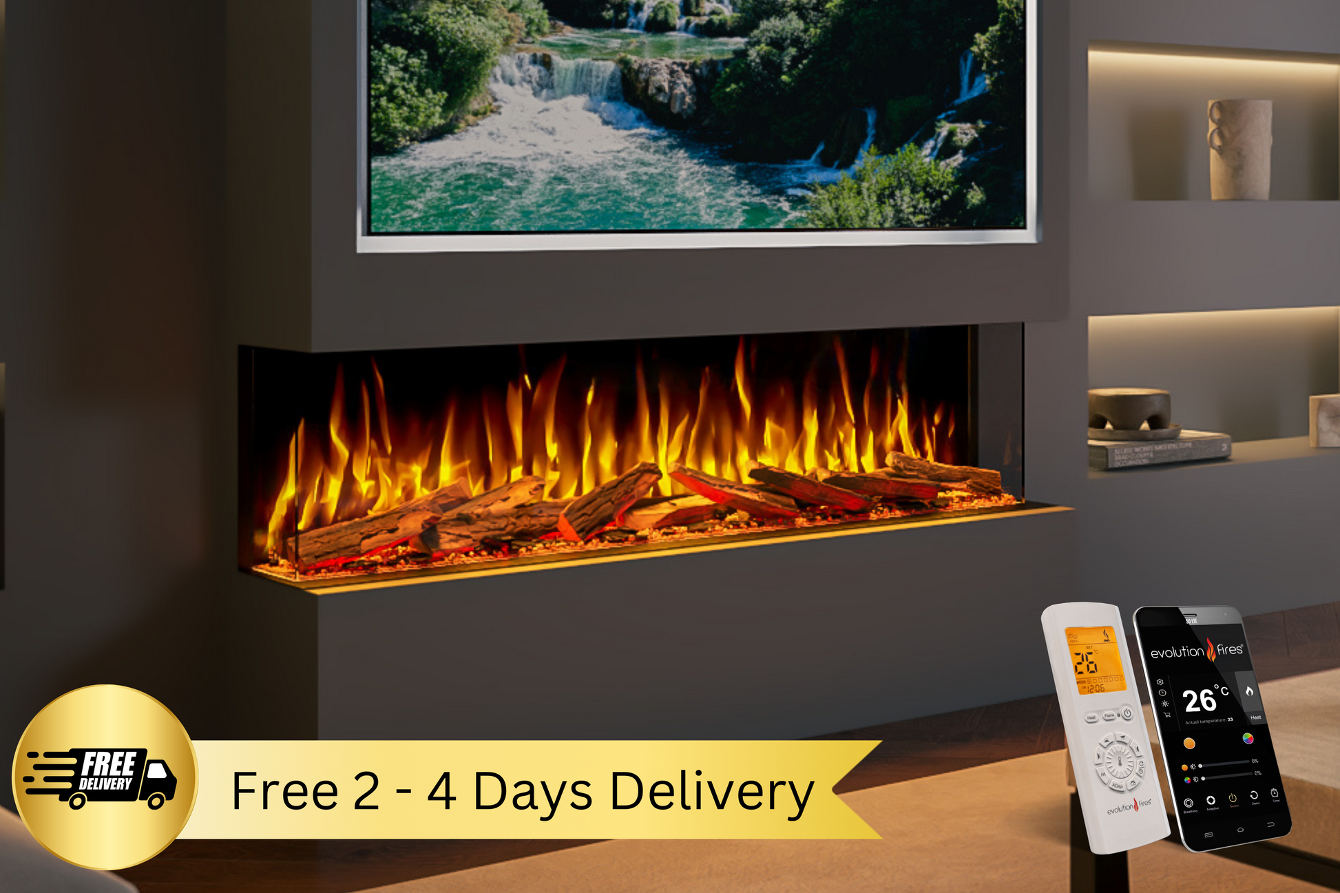 Evolution Fires Advance Series 1500 Media Wall Electric Fireplace