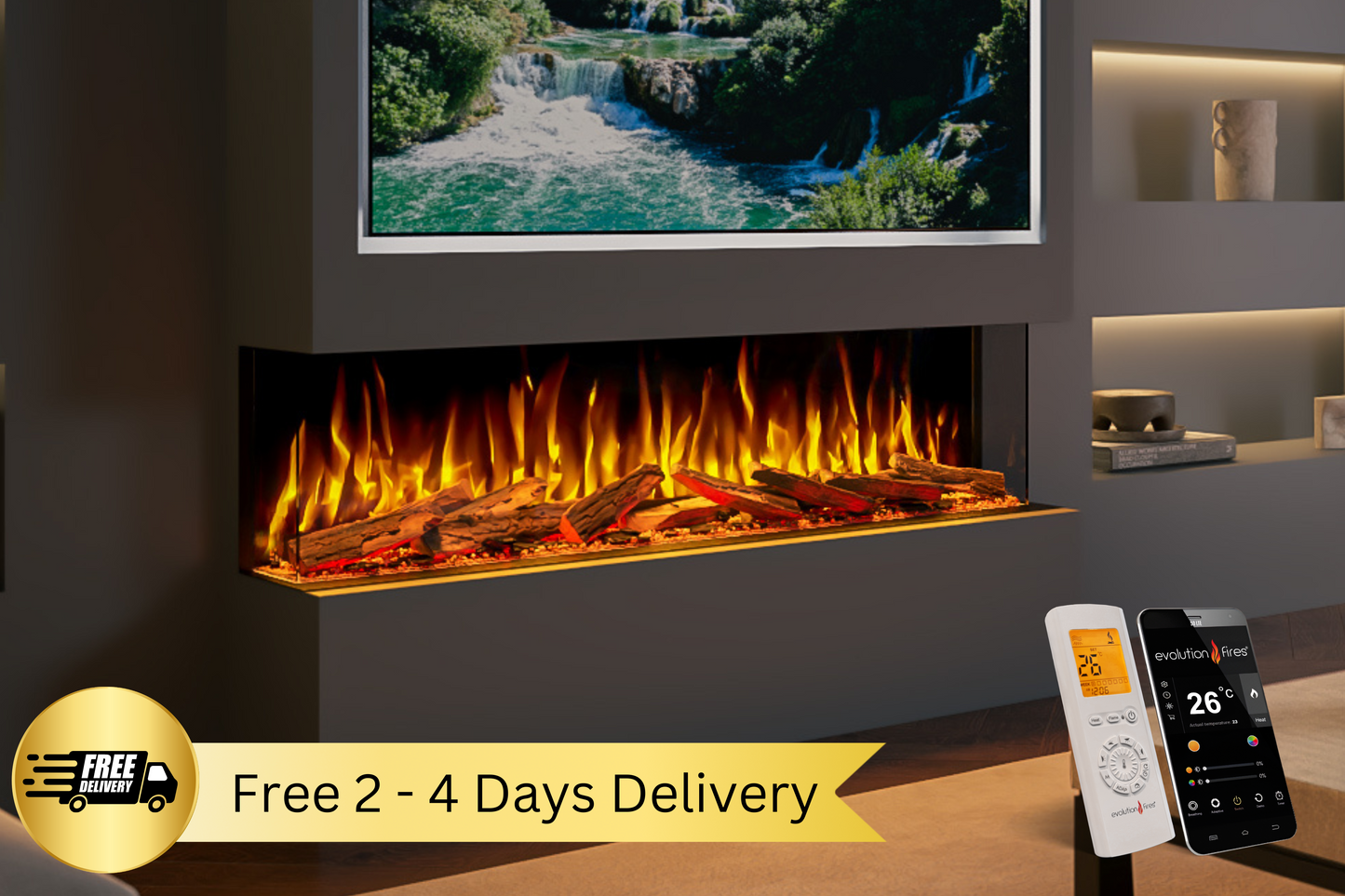 Evolution Fires Advance Series 1500 Media Wall Electric Fireplace