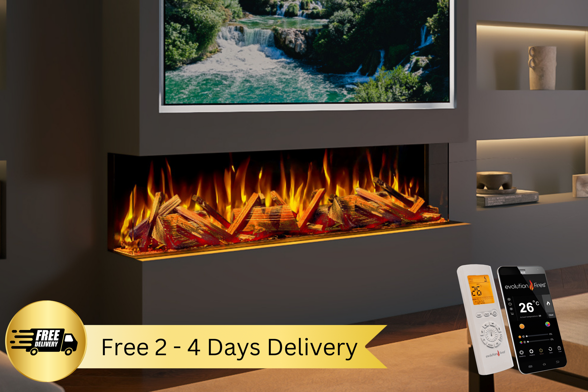 Evolution Fires Advance Series 1500 Media Wall Electric Fireplace