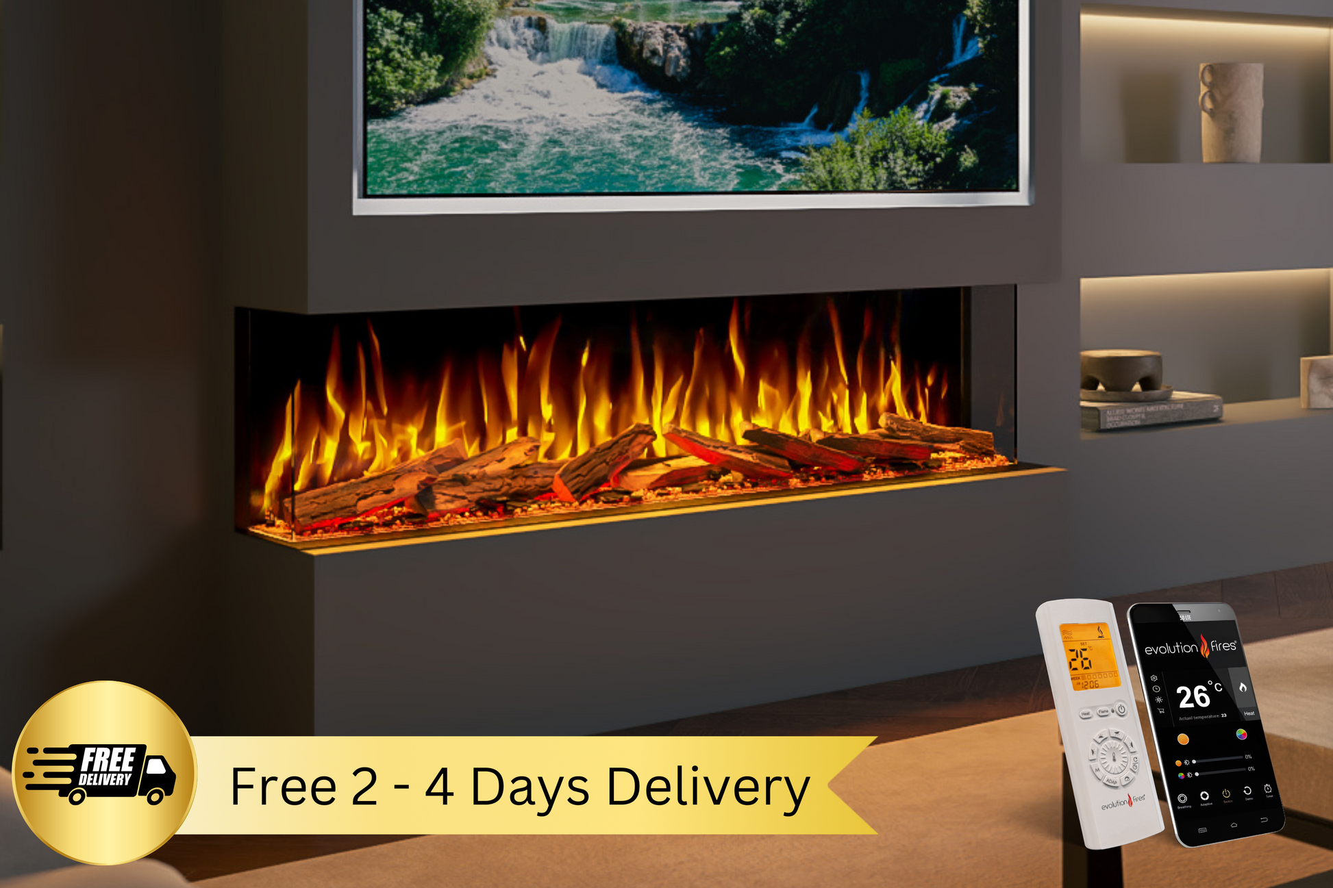 Evolution Fires Advance Series 1500 Media Wall Electric Fireplace