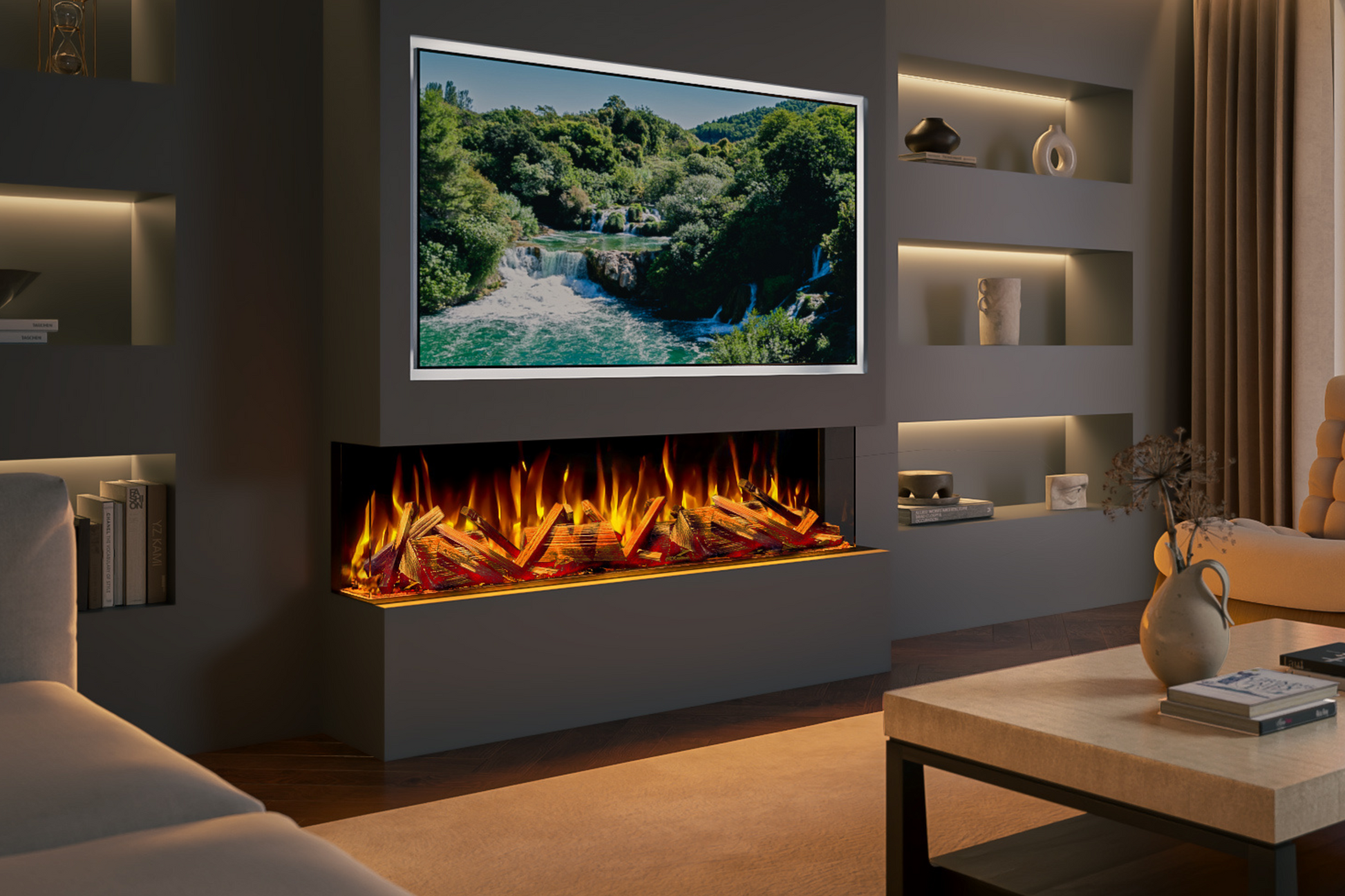 Evolution Fires Advance Series 1500 Media Wall Electric Fireplace