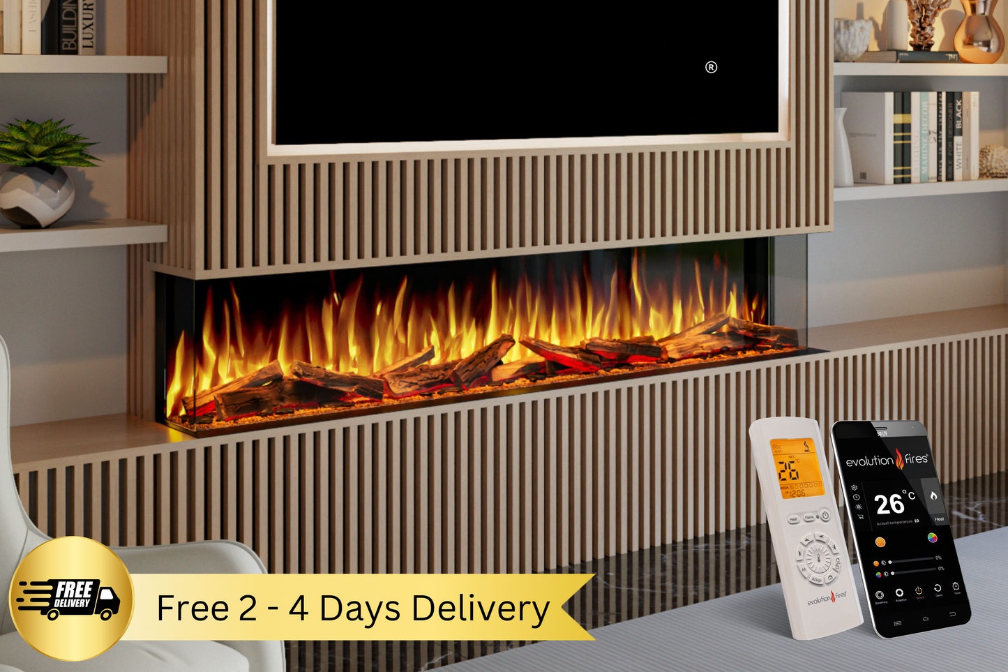Evolution Fires Advance Series 1800 Media Wall Electric Fireplace