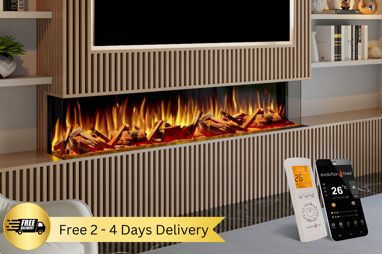 Evolution Fires Advance Series 1800 Media Wall Electric Fireplace