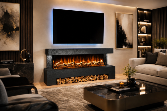 Evolution Fires Angelo Electric Fireplace Suite (Black Stone effect)