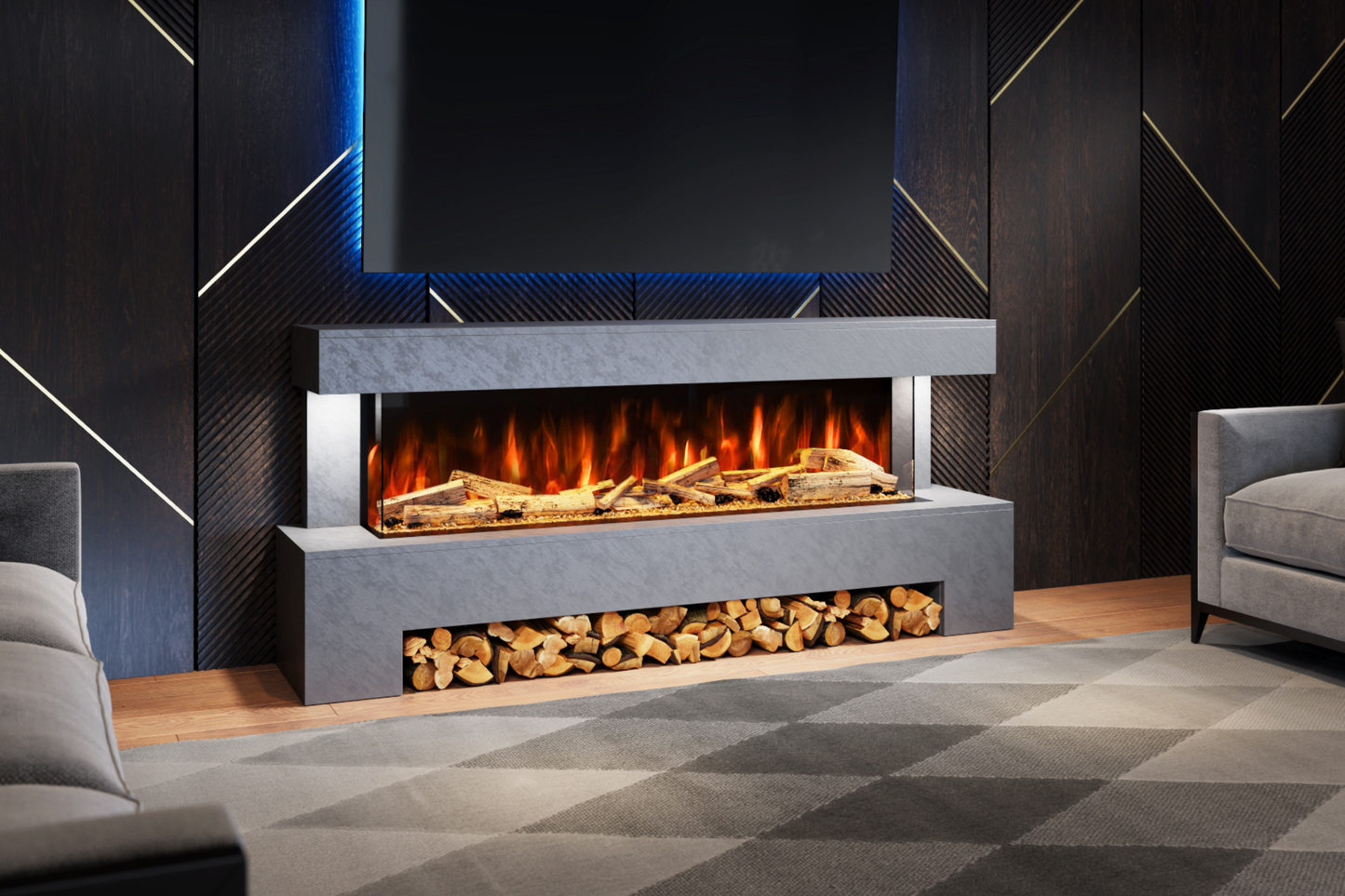 Evolution Fires Angelo Electric Fireplace Suite - Grey Stone Effect