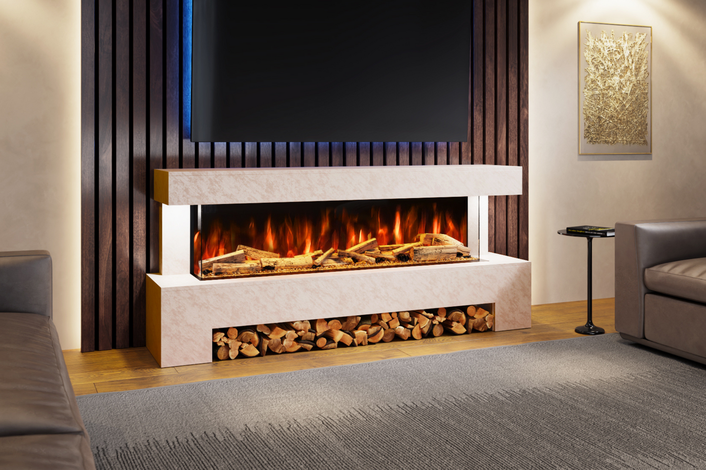 Evolution Fires Angelo Electric Fireplace Suite (Pearl Stone Effect)