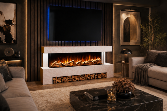 Evolution Fires Angelo Electric Fireplace Suite (Pearl Stone Effect)