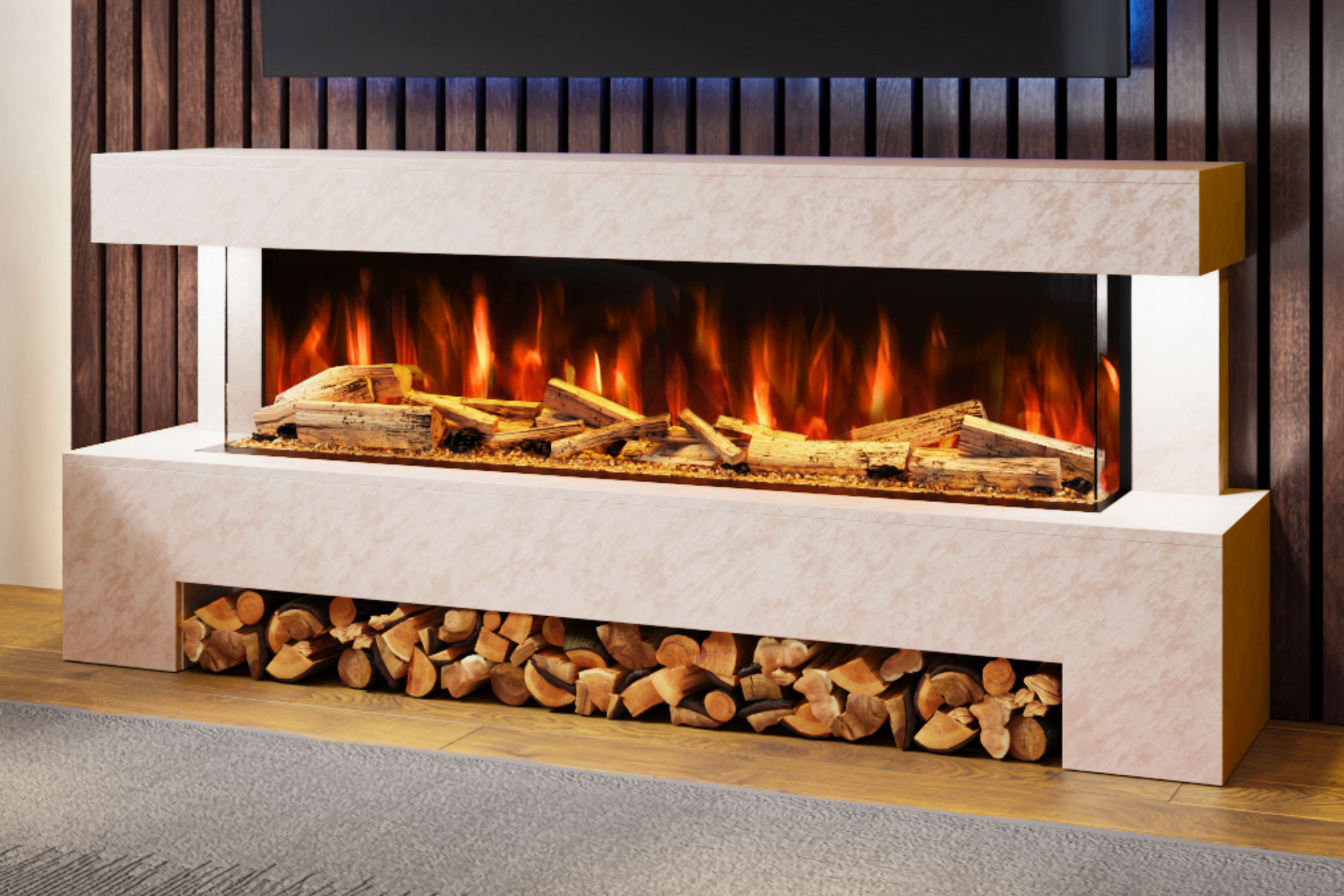 Evolution Fires Angelo Electric Fireplace Suite (Pearl Stone Effect)