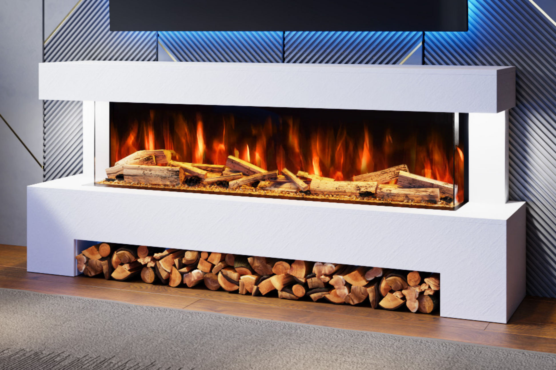 Evolution Fires Angelo Electric Fireplace Suite (White Stone Effect)
