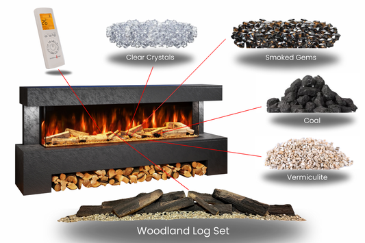 Evolution Fires Angelo Electric Fireplace Suite (Black Stone effect)