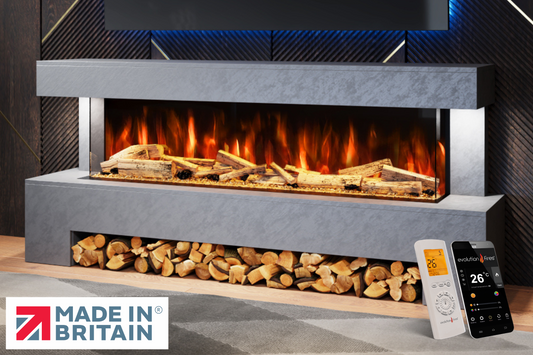 Evolution Fires Angelo Electric Fireplace Suite - Grey Stone Effect