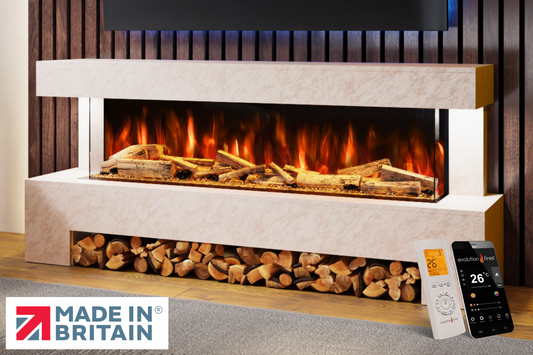 Evolution Fires Angelo Electric Fireplace Suite (Pearl Stone Effect)