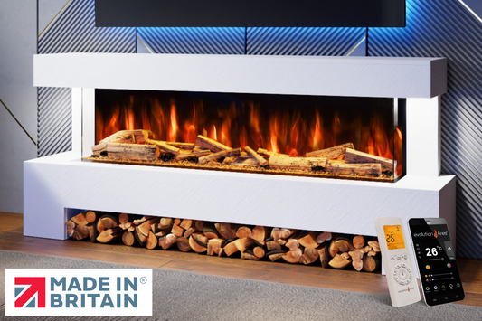 Evolution Fires Angelo Electric Fireplace Suite (White Stone Effect)