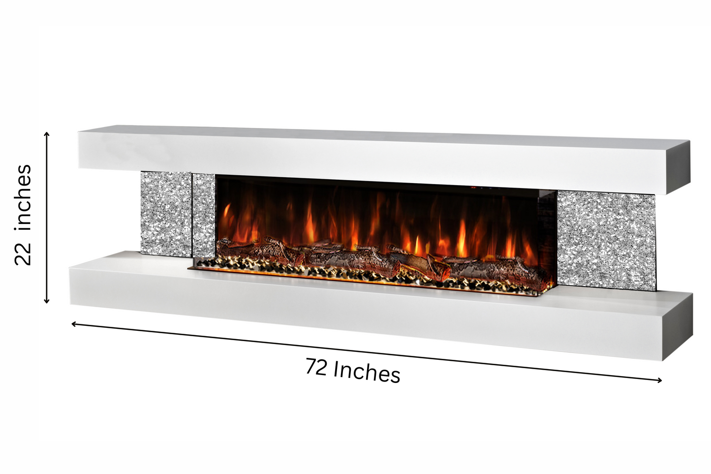 Evolution Fires - Crystal Vegas 72 Wall Mounted Electric Fireplace