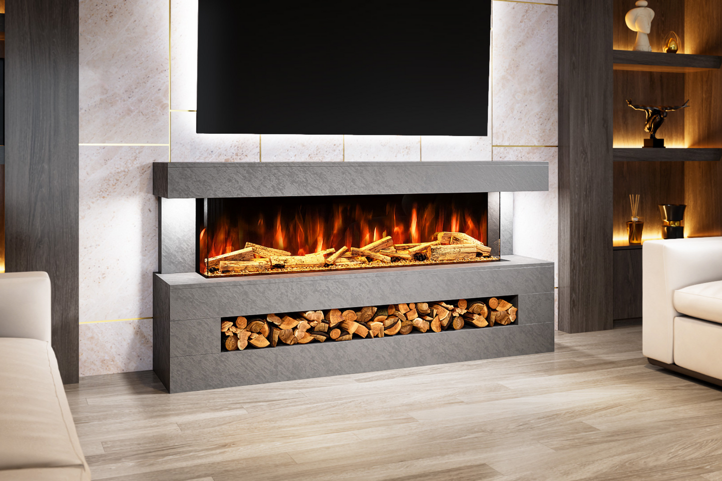 Evolution Fires - DaVinci Electric Suite - Grey Stone Effect