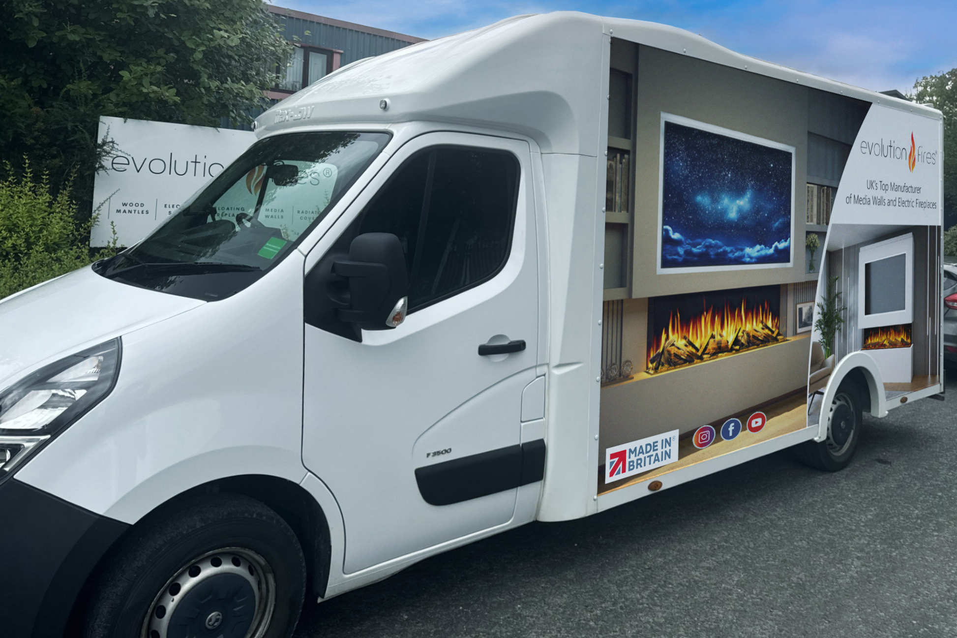 Evolution Fires - Pre-Built Media Wall Package 23 including Electric Fire