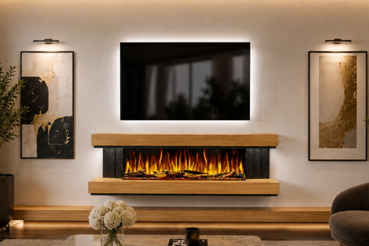 Evolution Fires - Empire - Wall-Mounted Electric Fireplace (Oak & Black Tex)
