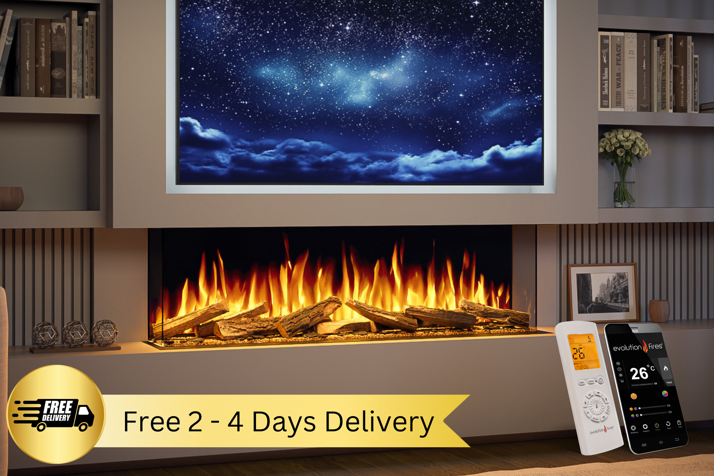 Evolution Fires Advance Series 1300 Panoramic Electric Fireplace