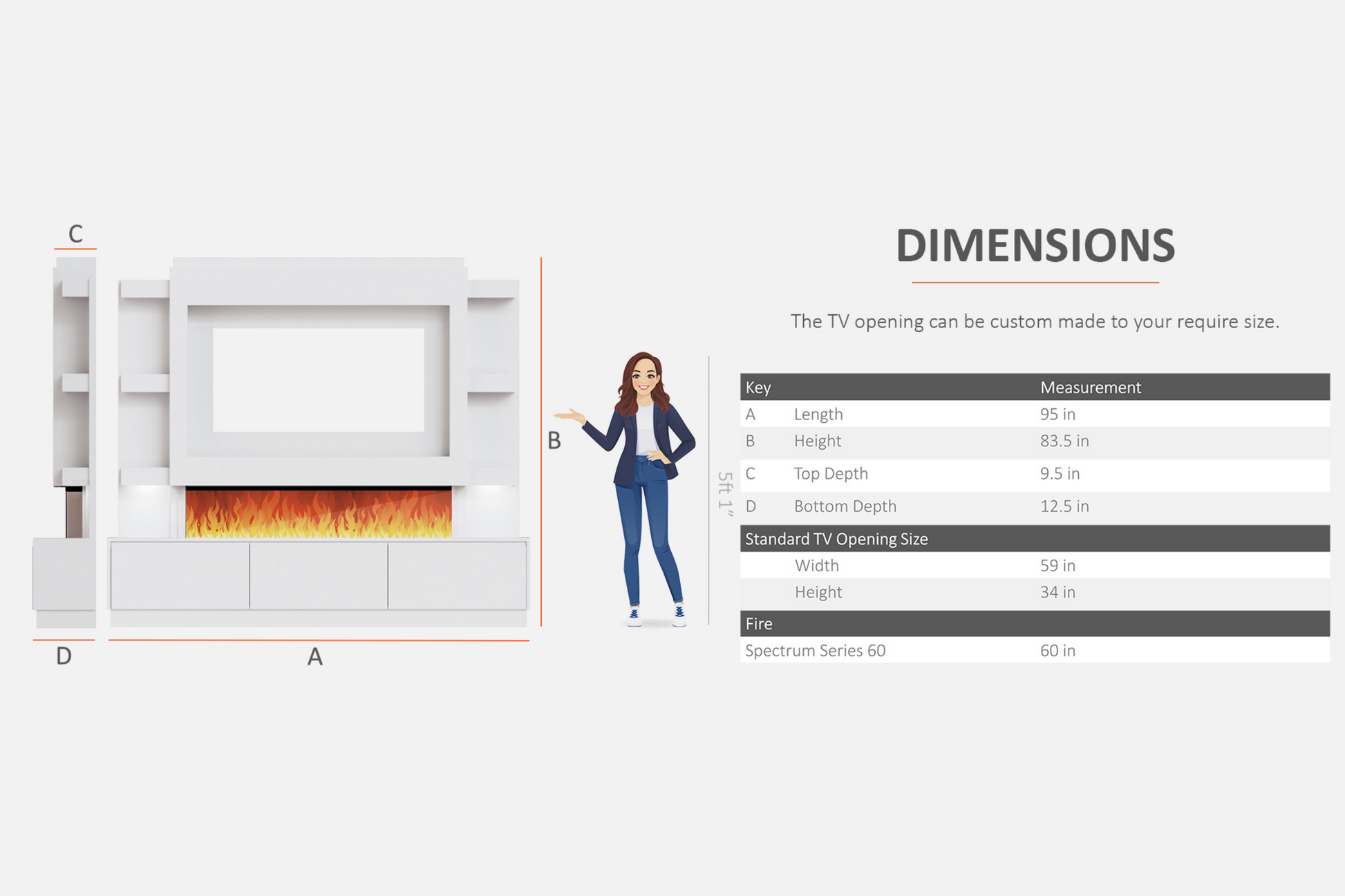 Evolution Fires - Pre-Built Media Wall Package 23 including Electric Fire