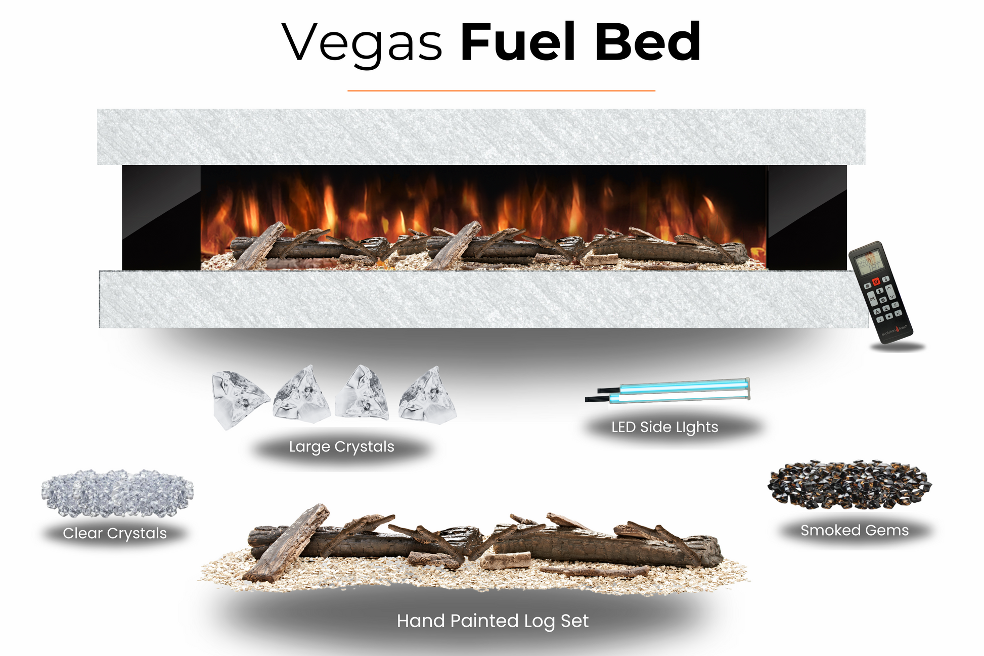 Evolution Fires - Vegas 72 - Wall-Mounted Electric Fireplace White Textured