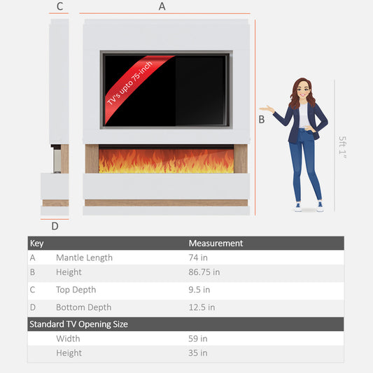 Evolution Fires - Pre-Built Media Wall Package 14 with electric fireplace