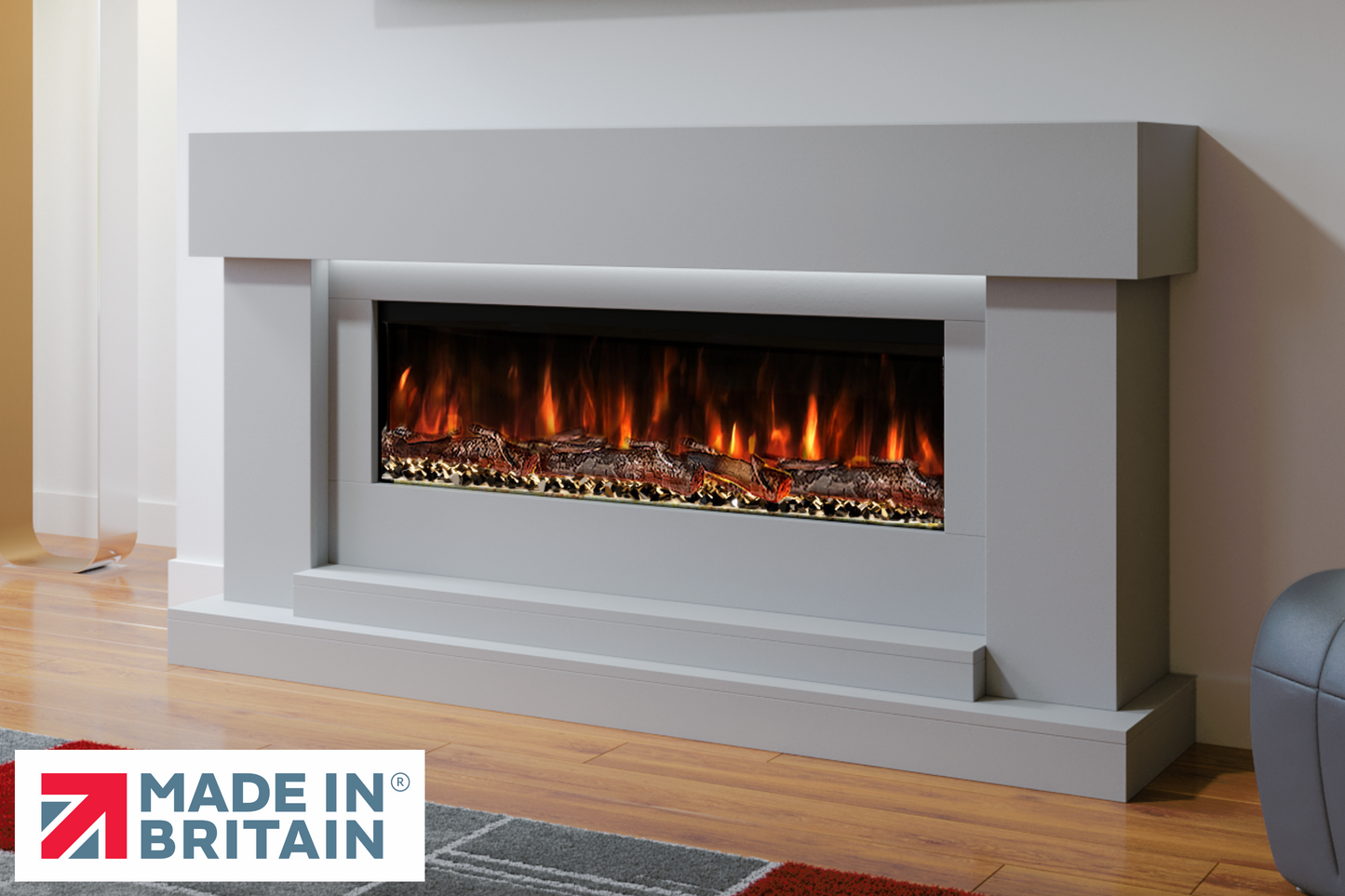 Evolution Fires Neon Electric Fireplace Suite (Gray)