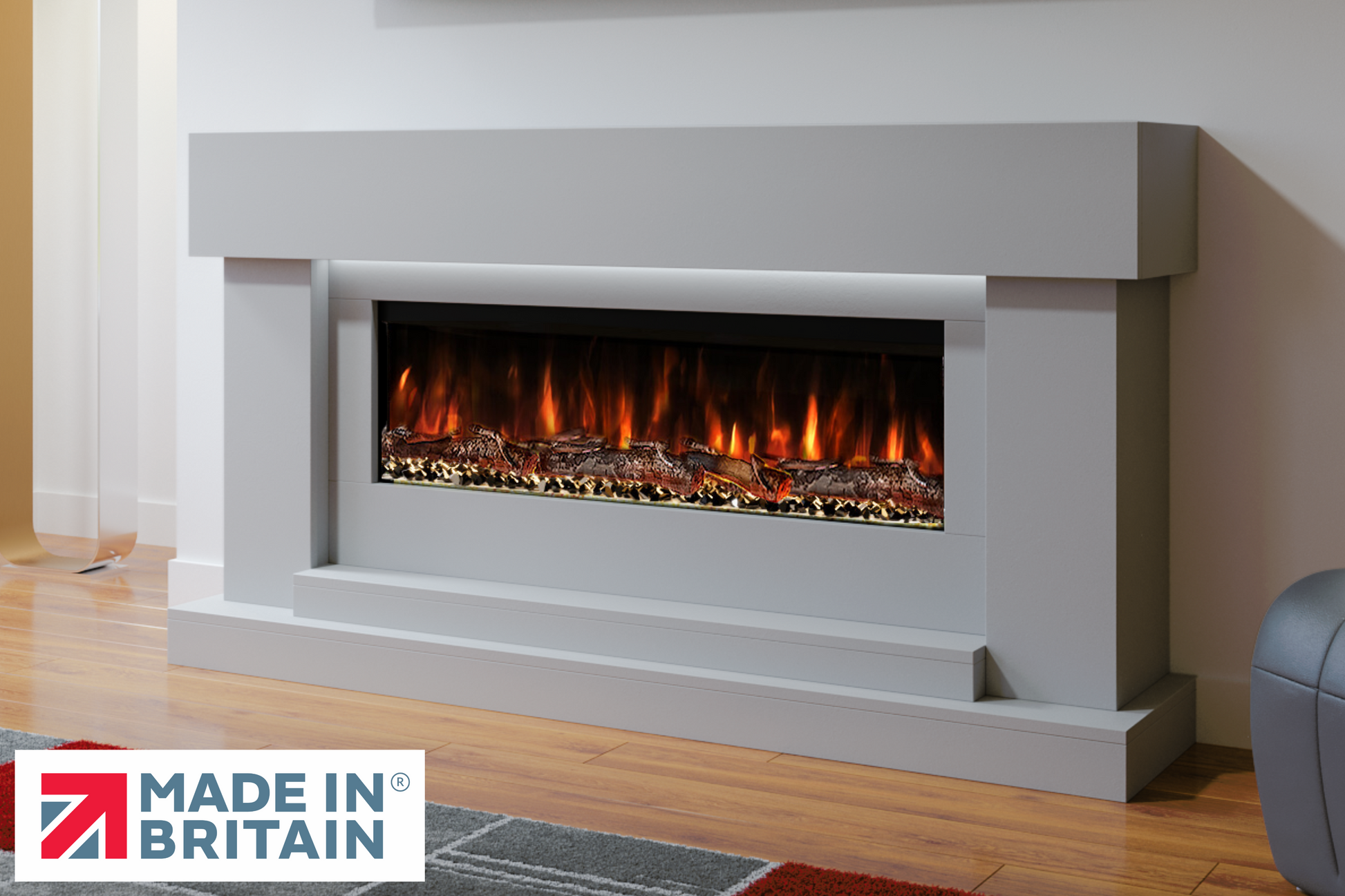 Evolution Fires Neon Electric Fireplace Suite (Gray)