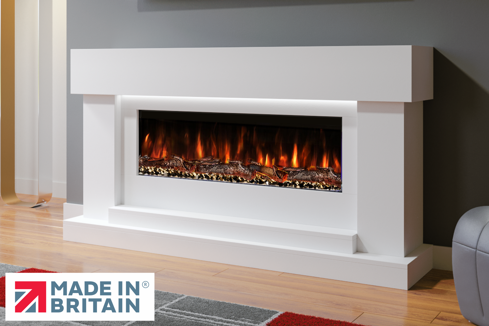 Evolution Fires - Neon Electric Fireplace Suite (White)