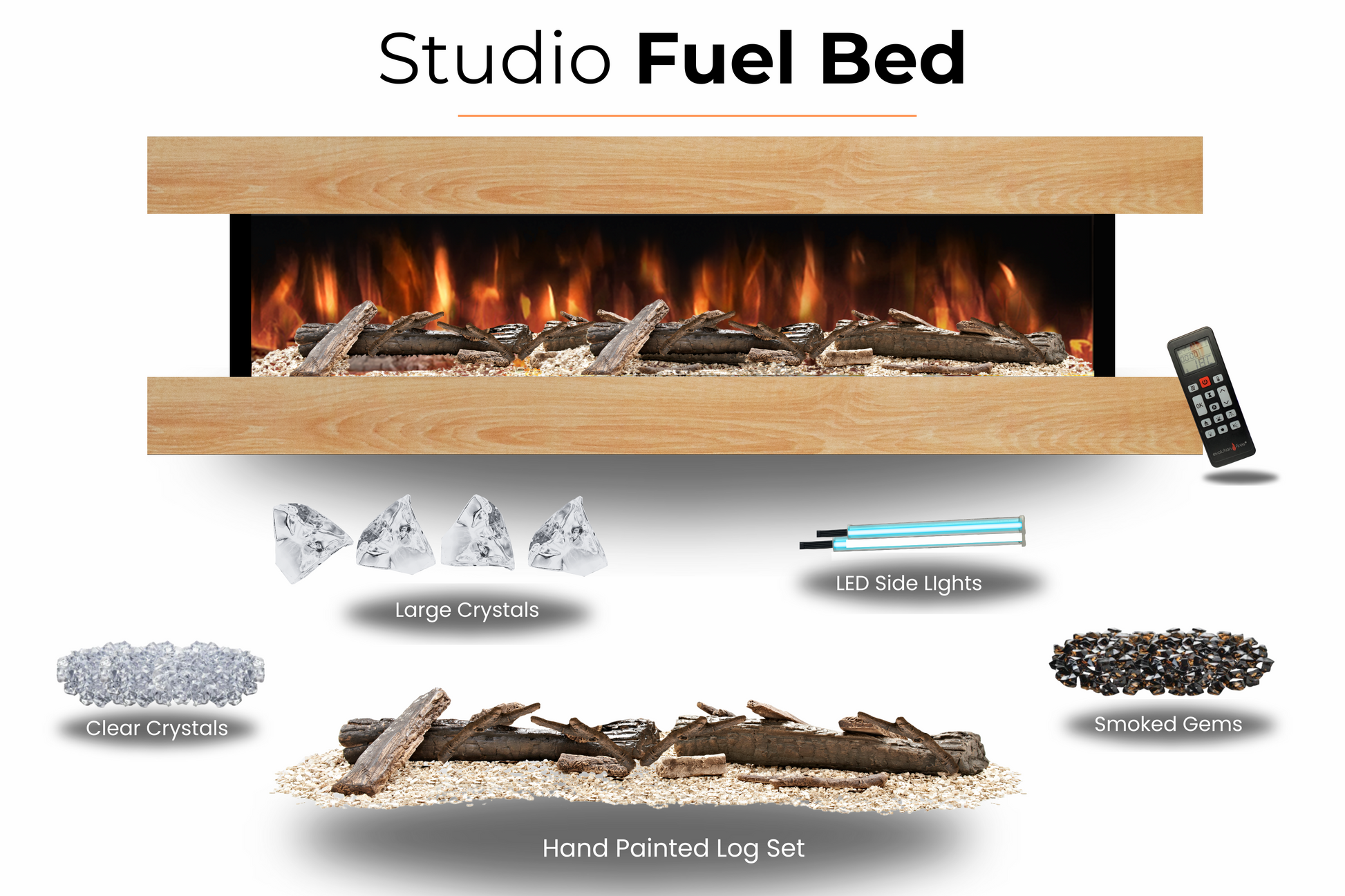 Evolution Fires - Studio 6 Oak Wall-Mounted Electric Fireplace