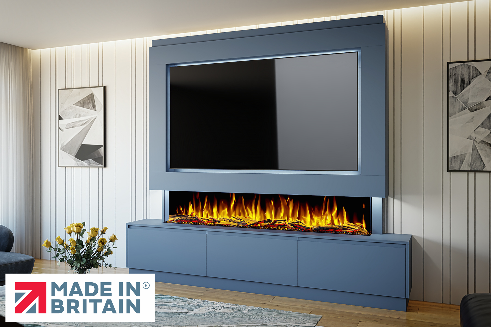 Evolution Fires - Pre-Built Media Wall Package 23 including Electric Fire