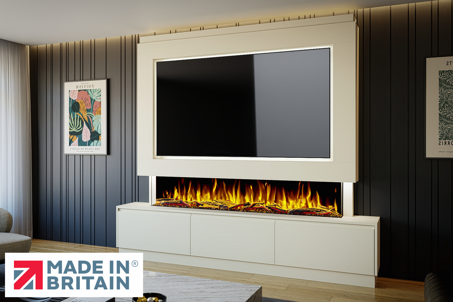 Evolution Fires - Pre-Built Media Wall Package 23 including Electric Fire