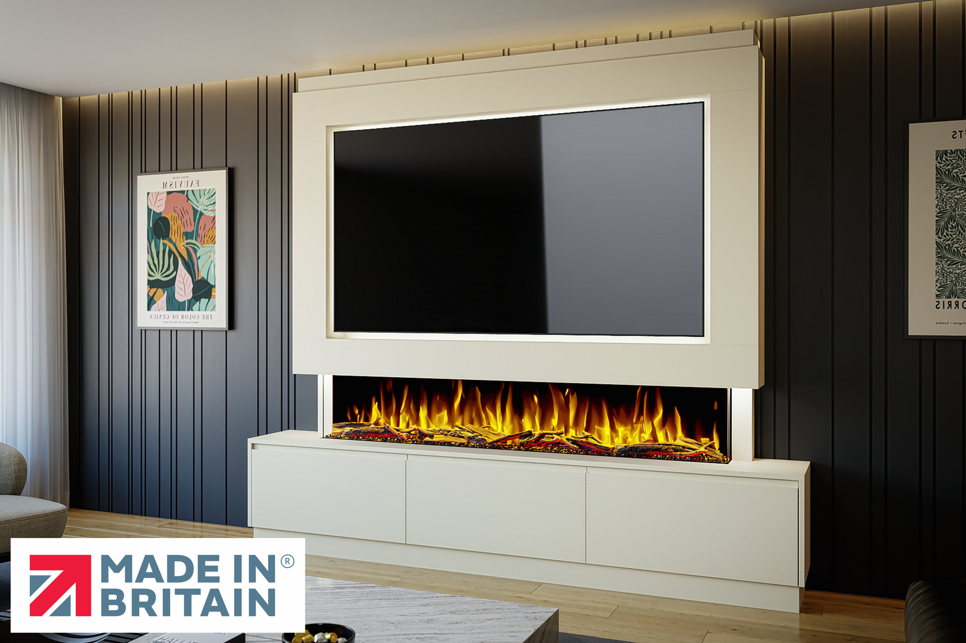 Evolution Fires - Pre-Built Media Wall Package 23 including Electric Fire