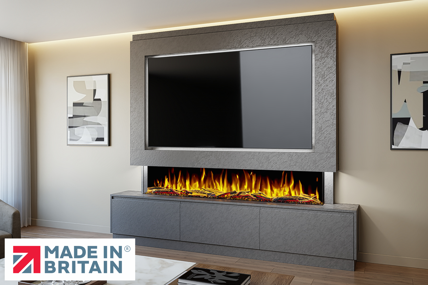 Evolution Fires - Pre-Built Media Wall Package 23 including Electric Fire