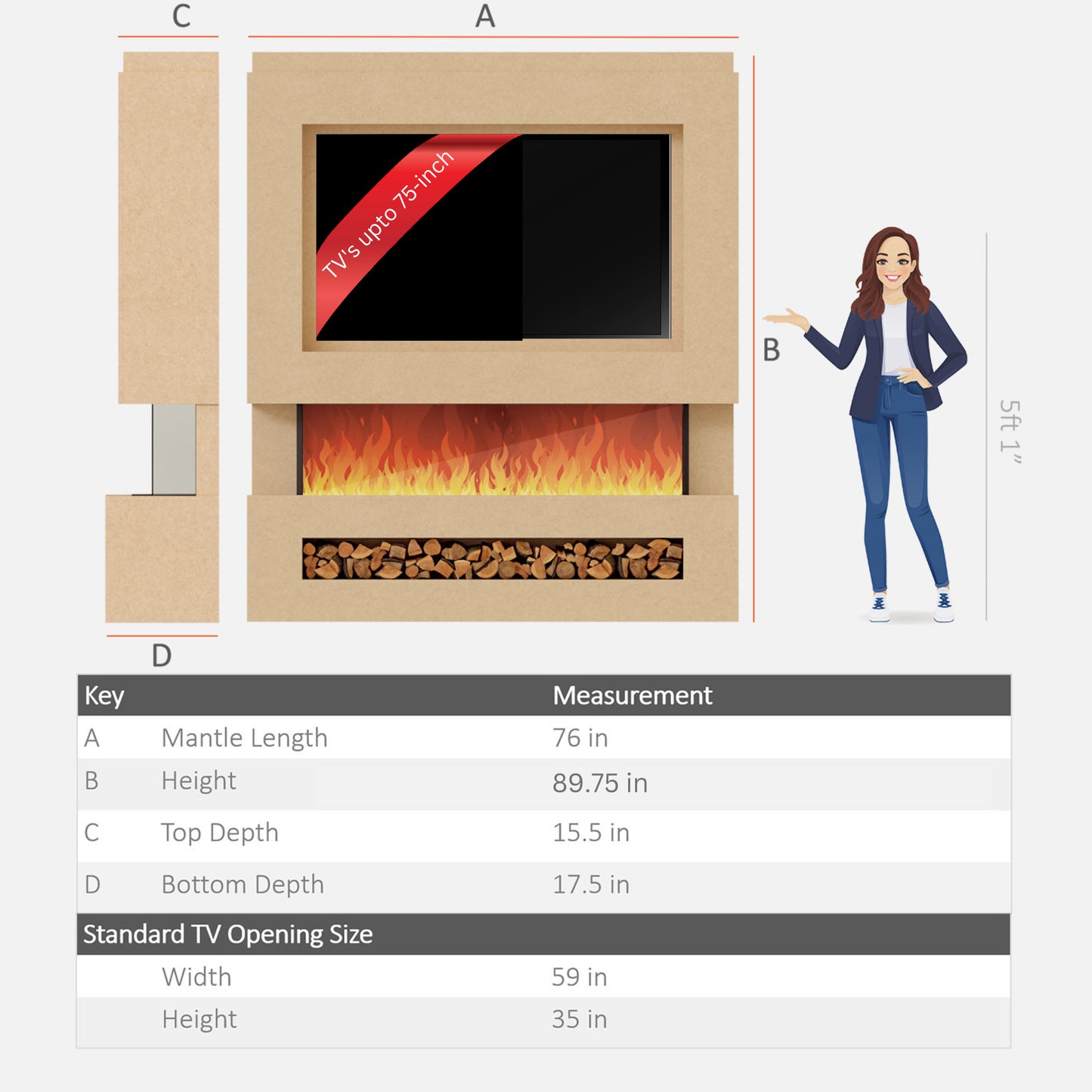 Evolution Fires - Pre-Built Media Wall Package 11 with electric fire