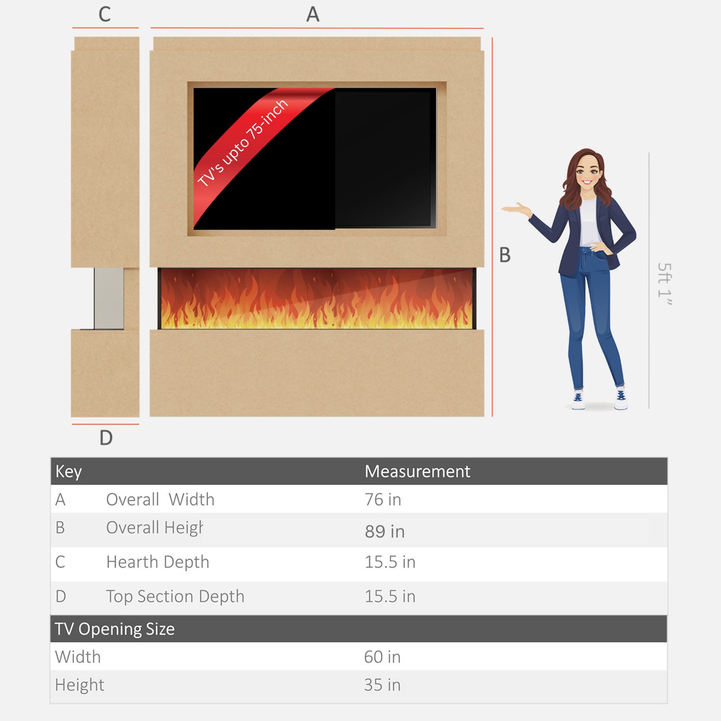 Evolution Fires Pre-built media wall with electric fireplace
