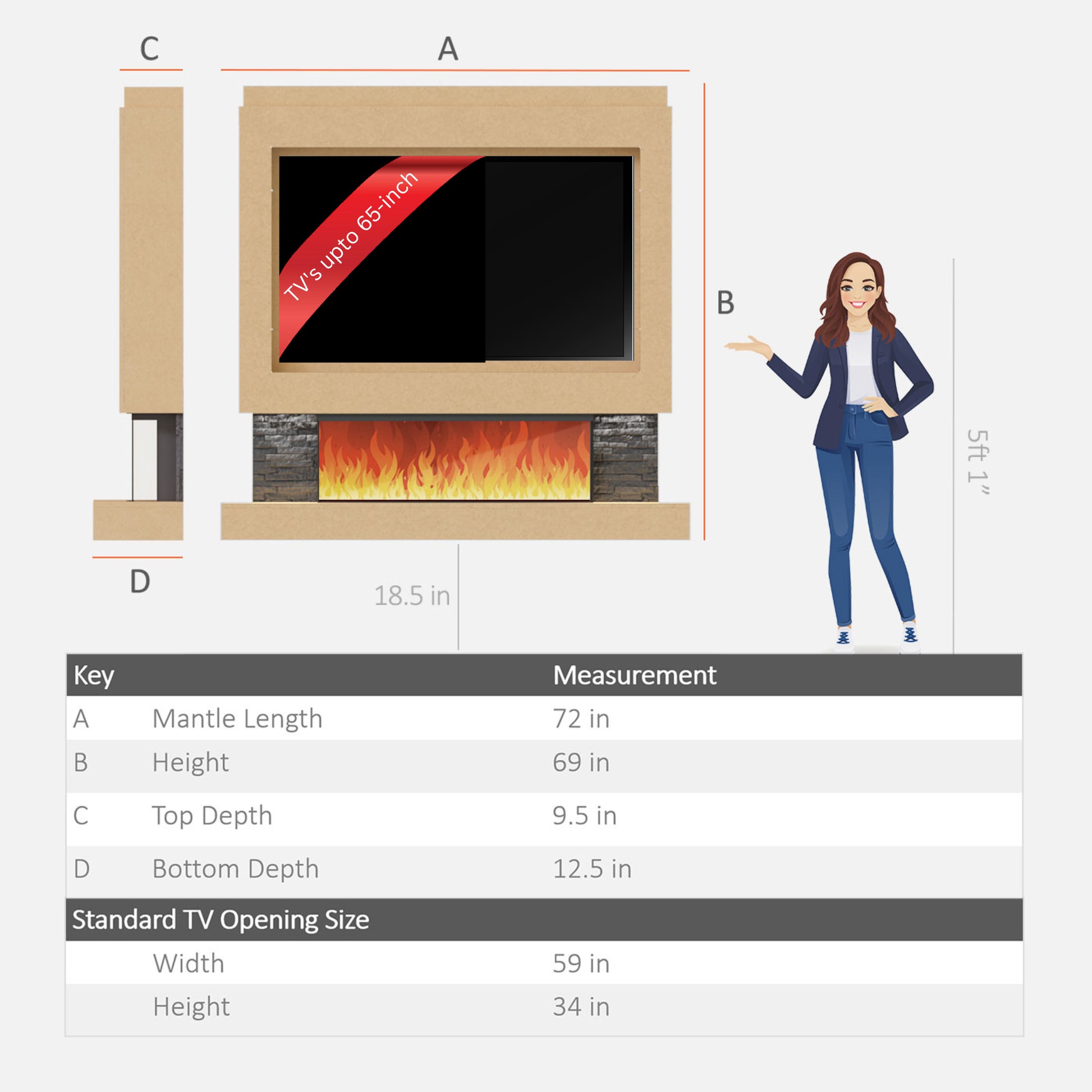 Evolution Fires - Pre-Built Media Wall Package 1 with electric fireplace