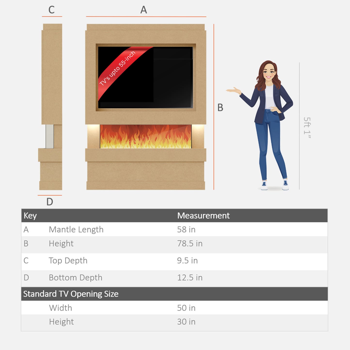 Evolution Fires Pre-built media wall with electric fireplace