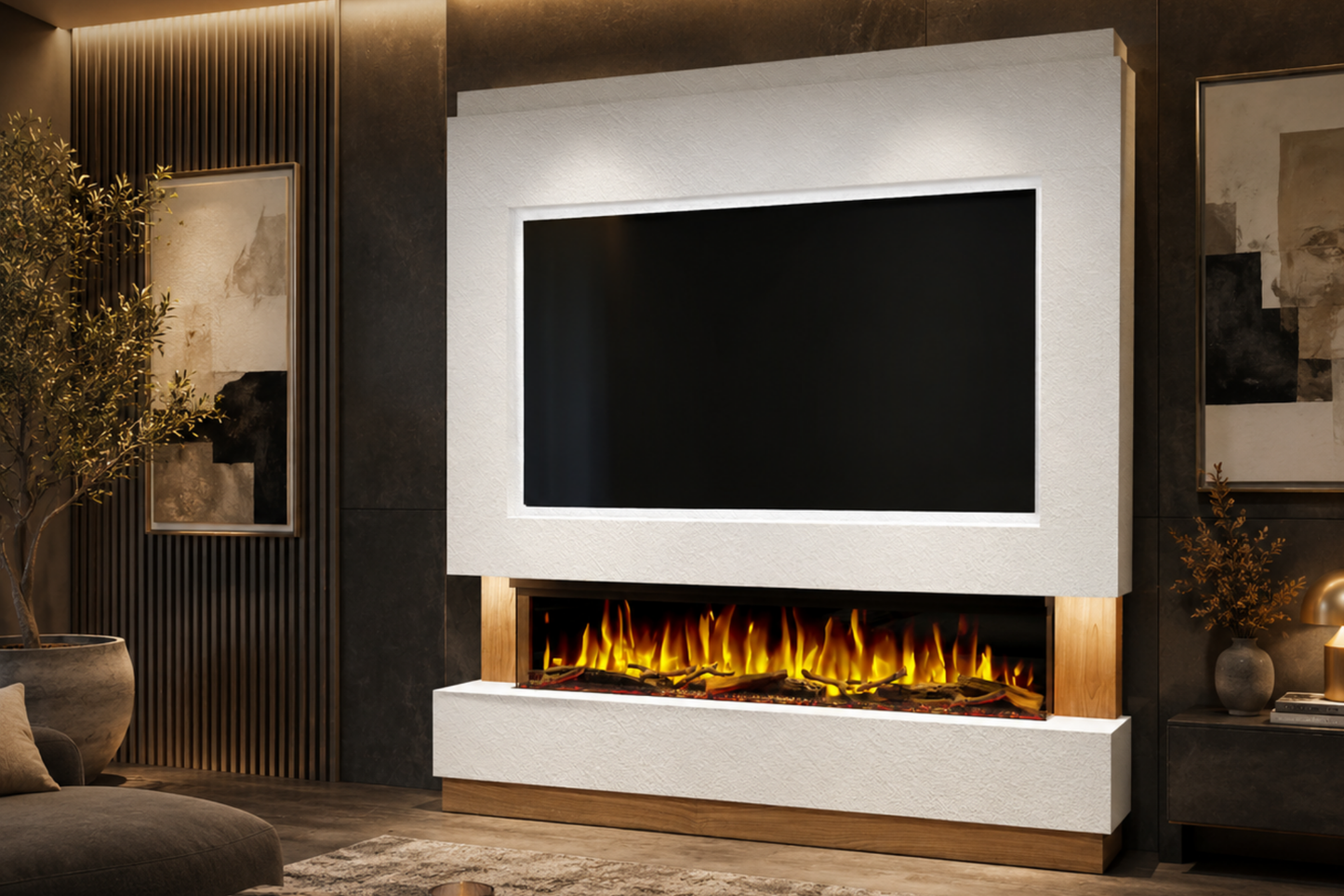 Evolution Fires - Pre-Built Media Wall Package 13 including Electric Fire