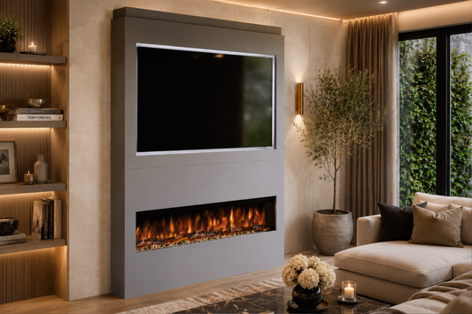 Evolution Fires - Pre-Built Media Wall Package 17 including Electric Fire