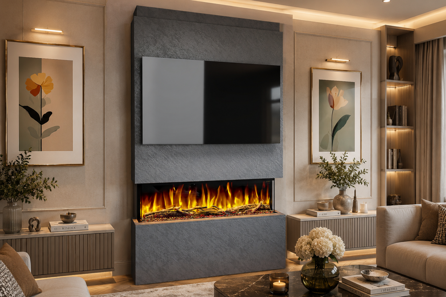 Evolution Fires - Pre-Built Media Wall Package 18 including Electric Fire