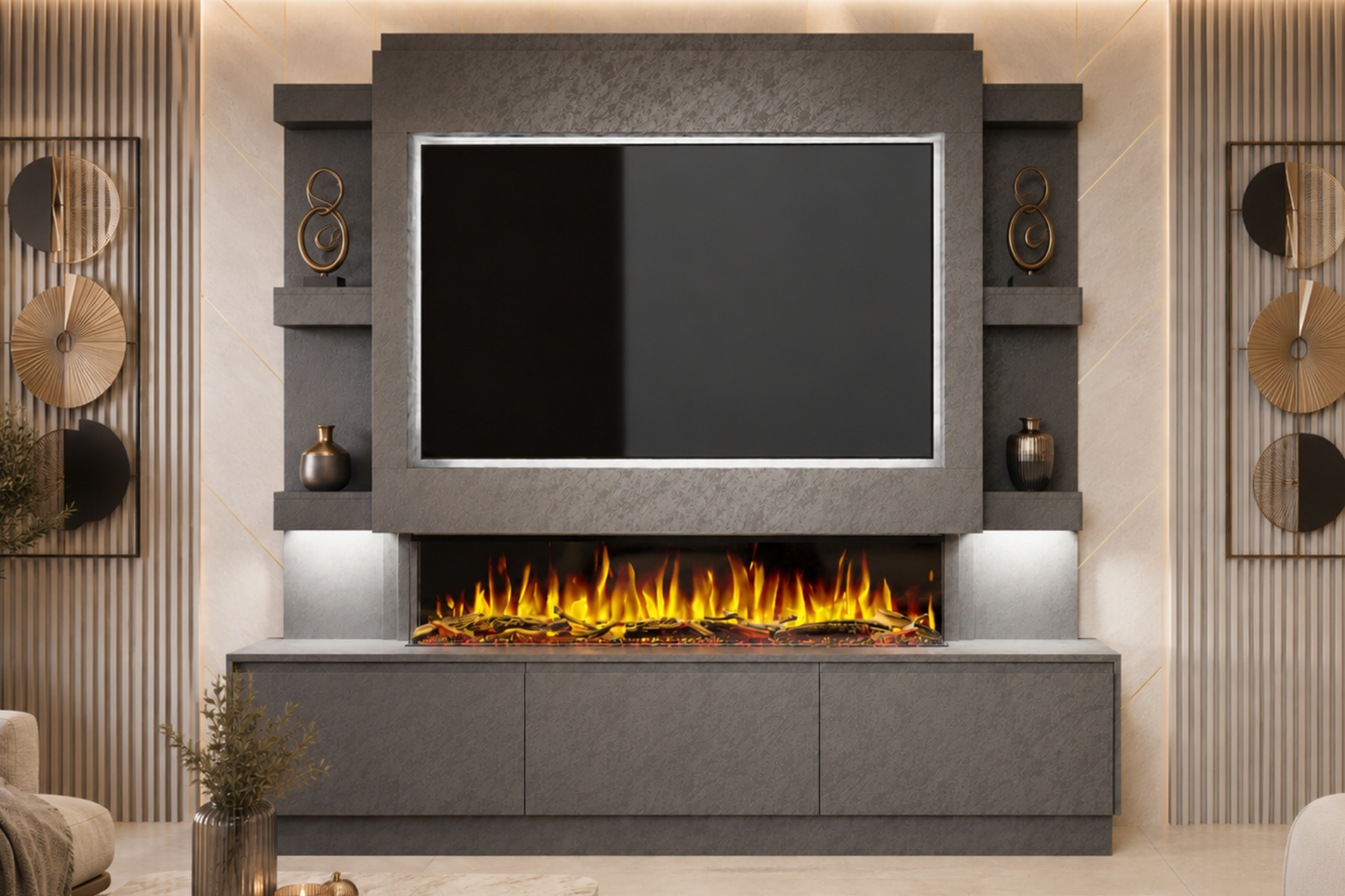 Evolution Fires - Pre-Built Media Wall Package 22 including Electric Fire