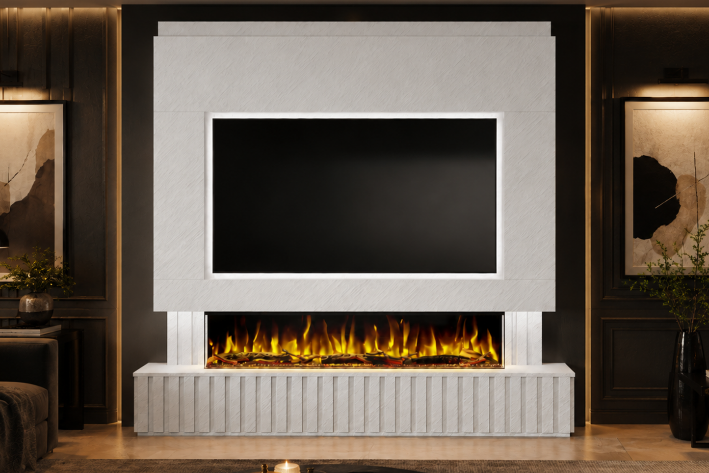 Evolution Fires - Pre-Built Media Wall Package 24 including Electric Fire